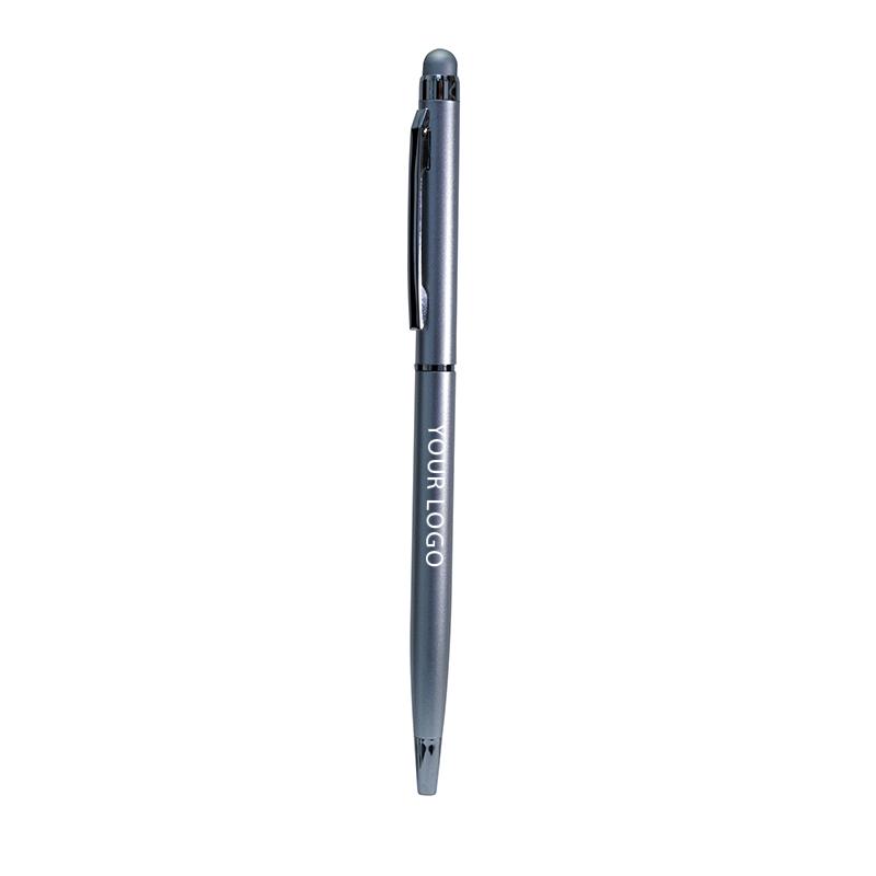 Metal Slim Pen - Metallic Grey Color With Silver Plated Clip & Tip